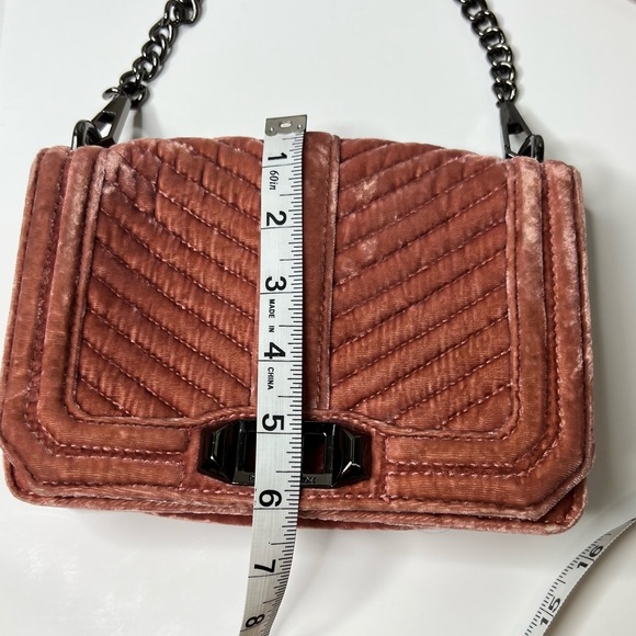 Rebecca Minkoff ‘Small Love’ Pink Velvet Crossbody Bag Dusty Rose - Picture 7 of 16